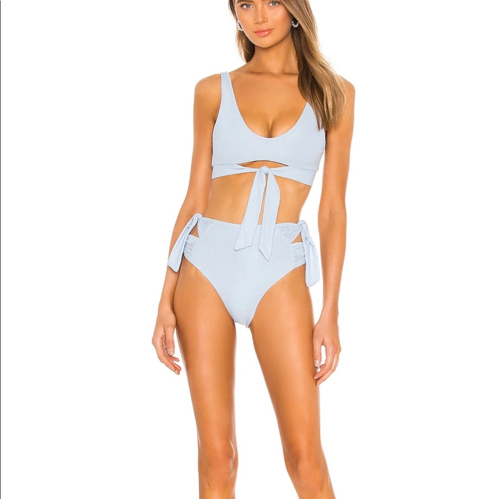Tularosa Starla Ribbed Bikini Top Robins Egg Blue